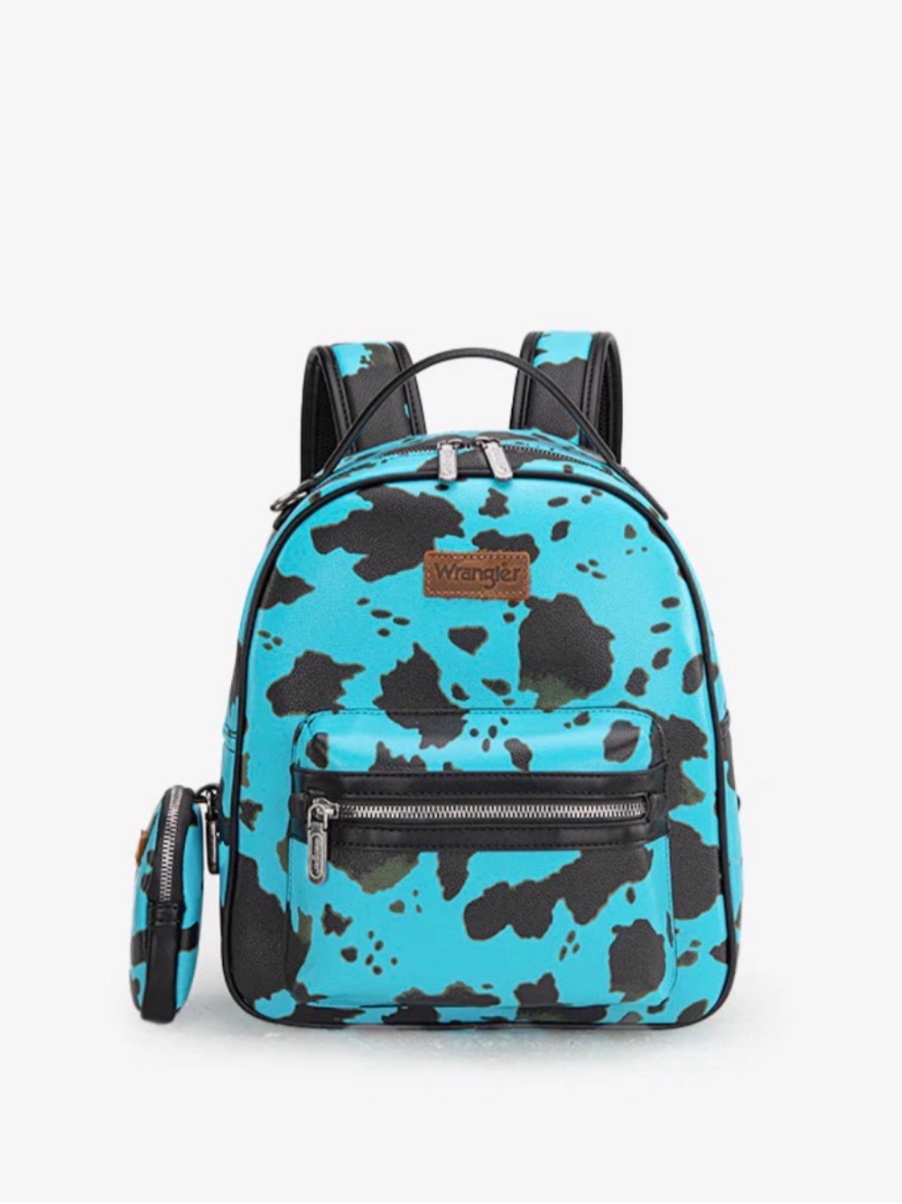 Wrangler Turquoise and Black Cow Print Mini Backpack